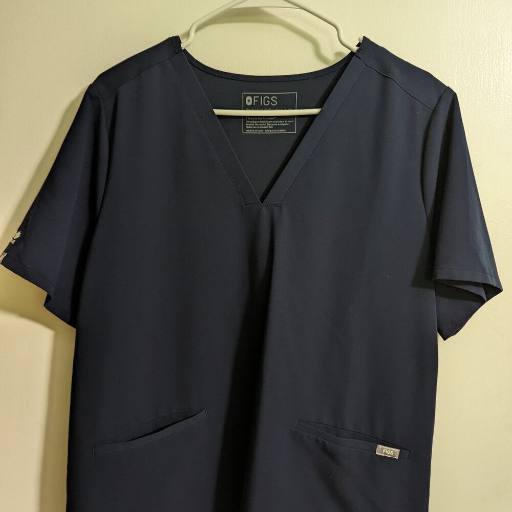 Figs Navy V-Neck Scrub Top